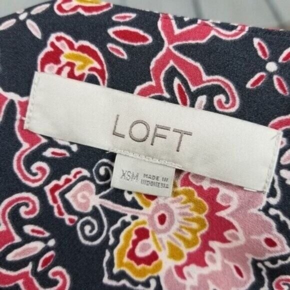 Loft Womens Short Sleeve Floral Maternity V-neck Shirt Blouse Flowy Size XS - Picture 6 of 7